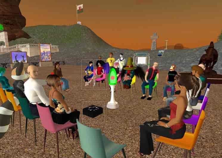 Encontro de estudantes de graduação interessados no tema "ética nos mundos virtuais" no "Second Life" em 2006. 