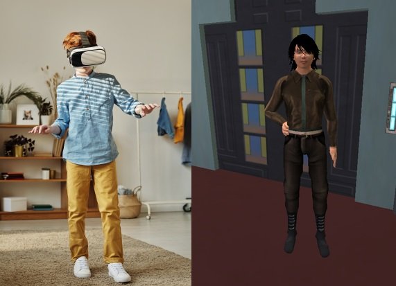 Exemplo de imersão através de realidade virtual. O usuário é inserido em um mundo completamente diferente do mundo real, através de um sistema de óculos especial. 