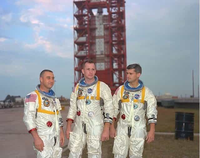 Pioneiros astronautas  Gus Grissom, Roger Chaffee e Ed White da Apolo 1. 