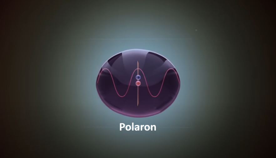 Um polaron  pode ser uma partícula ou uma onda ao mesmo tempo.