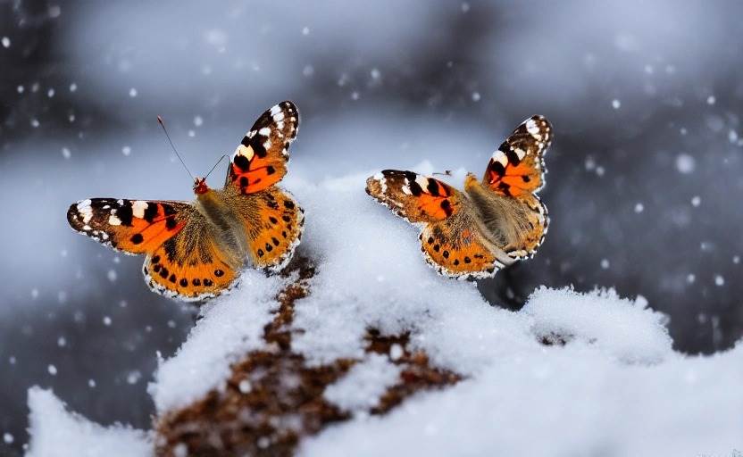 Cientistas descobrem os locais de inverno e reprodução das borboletas bela-dama na África - Borboleta bela-dama na neve