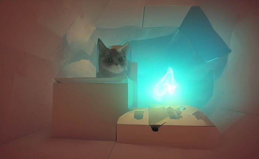 Novo gato de Schrödinger gigante reproduz efeitos quânticos em tamanho macroscópico - Representação artística do gato de Schrödinger